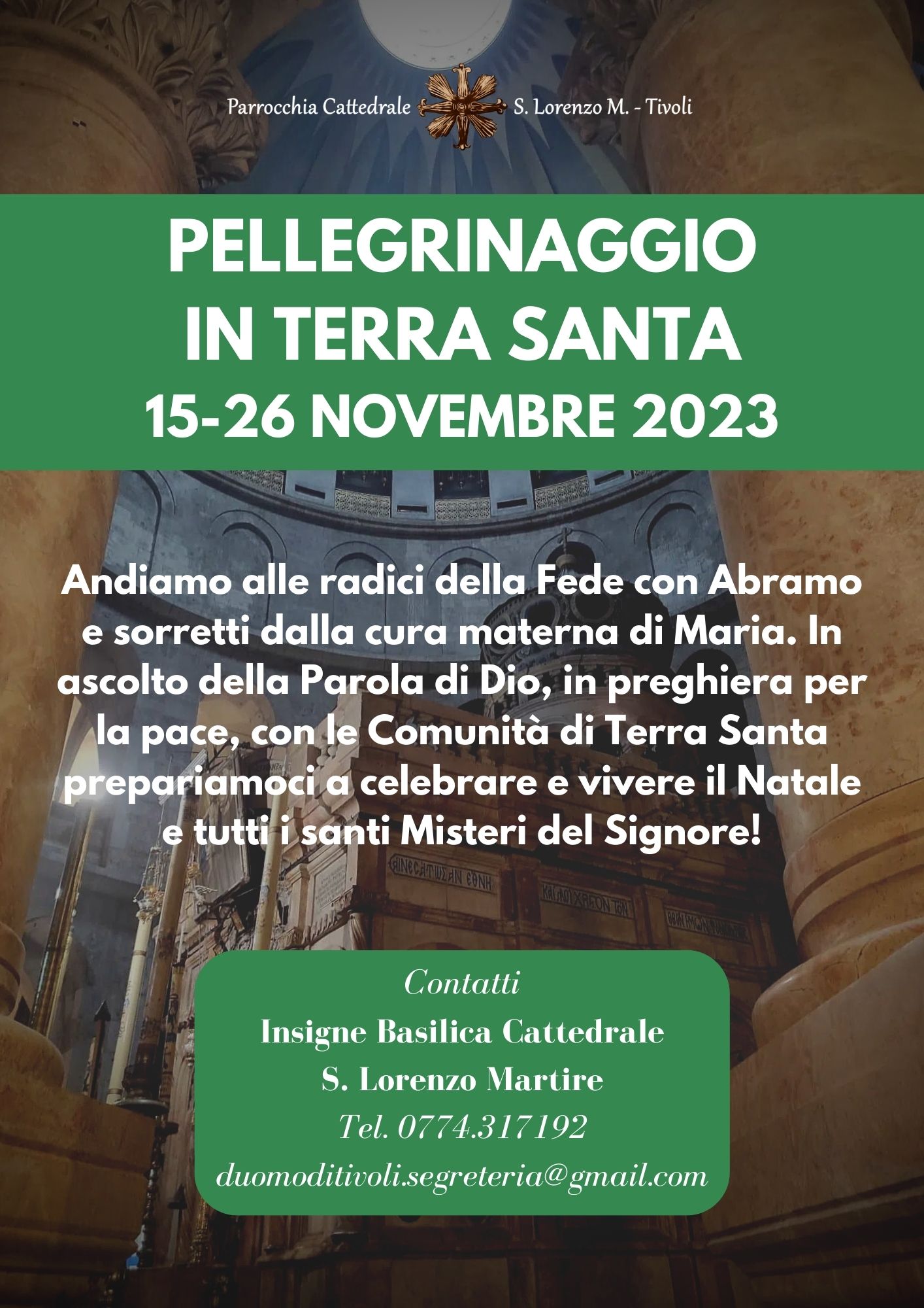 Pellegrinaggio in Terra Santa novembre 2023. Programma