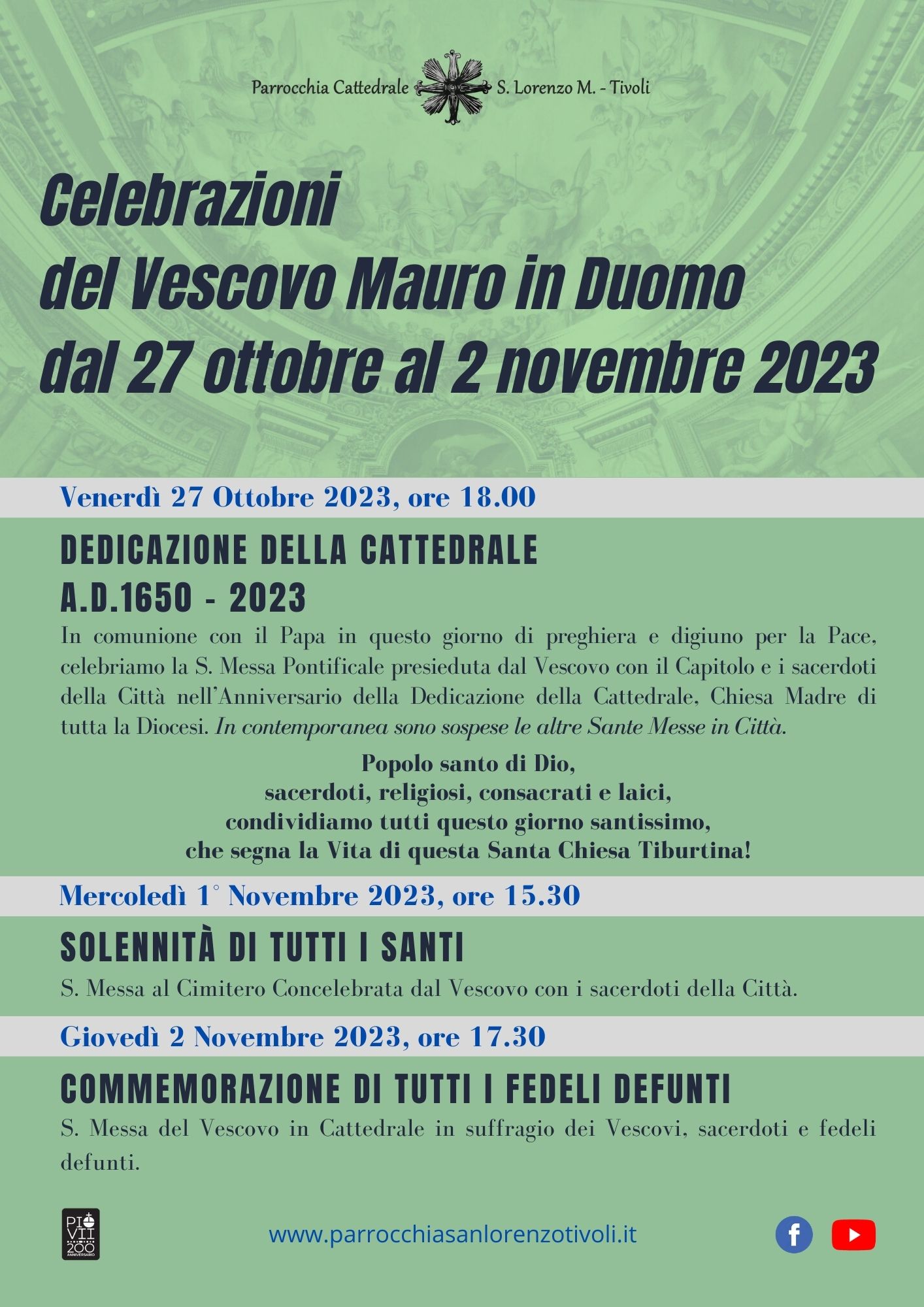 Celebrazioni del Vescovo in Duomo dal 27 ottobre al 2 novembre 2023